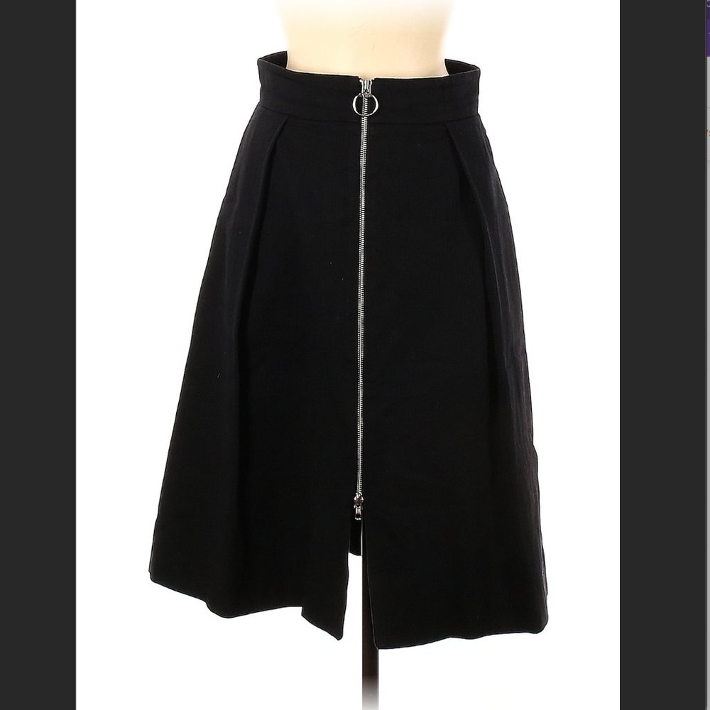 Whistles London midi black skirt with front zip